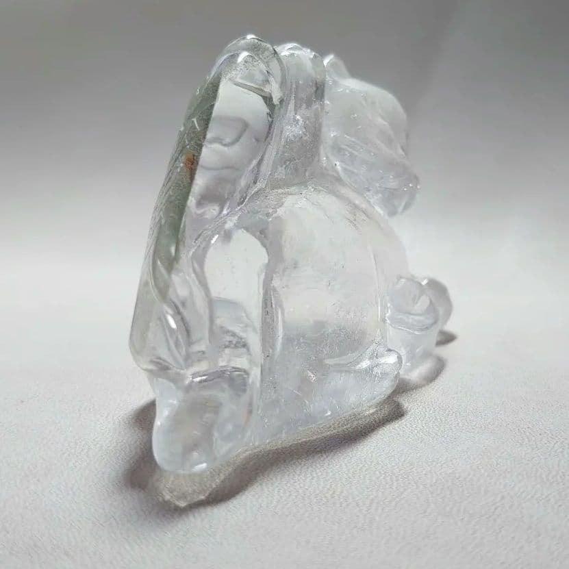 手彫り！貴重　水晶　魚を捕った招きねこ　置物　素敵な逸品