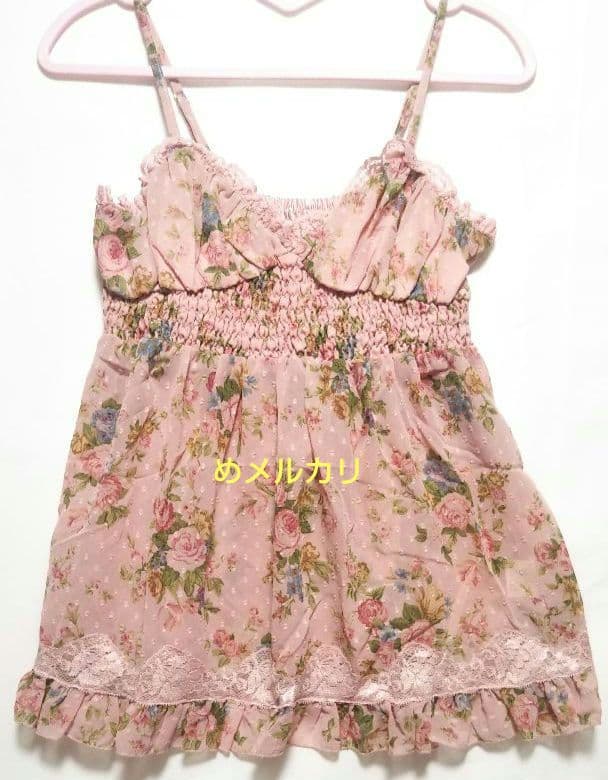 LIZ LISA リズリサ 花柄キャミソール チュニック ピンク 薔薇 リボン