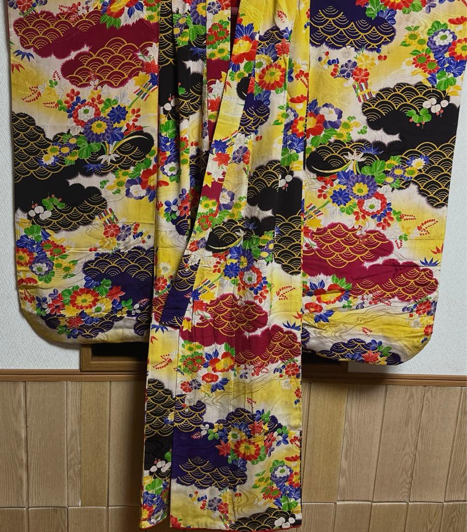 七五三　小さめ7歳　アンティーク着物　長襦袢付き　18ー9