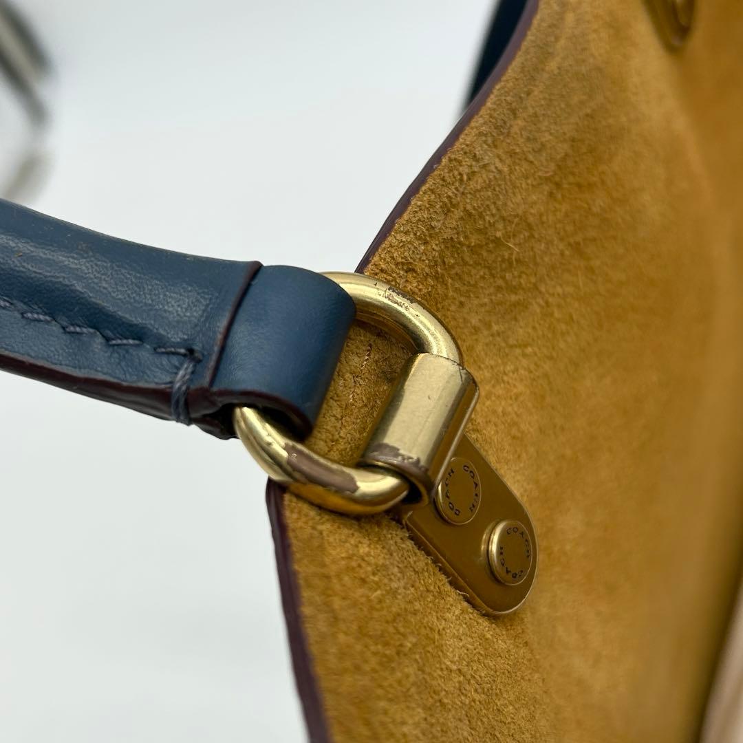 【美品】コーチ ローグ25 2way ショルダーバッグ ブルー グラブタンレザー