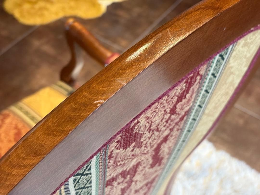 希少　クラシック　ストライプ　ヨーロピアン　鋲打ち　アームチェア　リベット　SZ