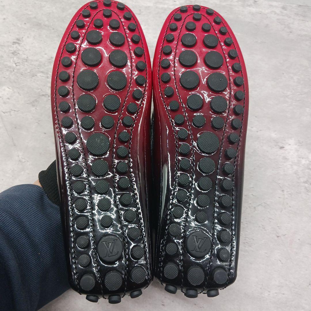 未使用級✨ ルイヴィトン エナメル モカシン ローファー レッド ブラック 36
