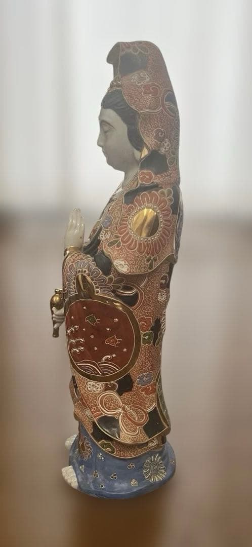 九谷焼　観音菩薩　金彩　美術置物　仏像　お守り