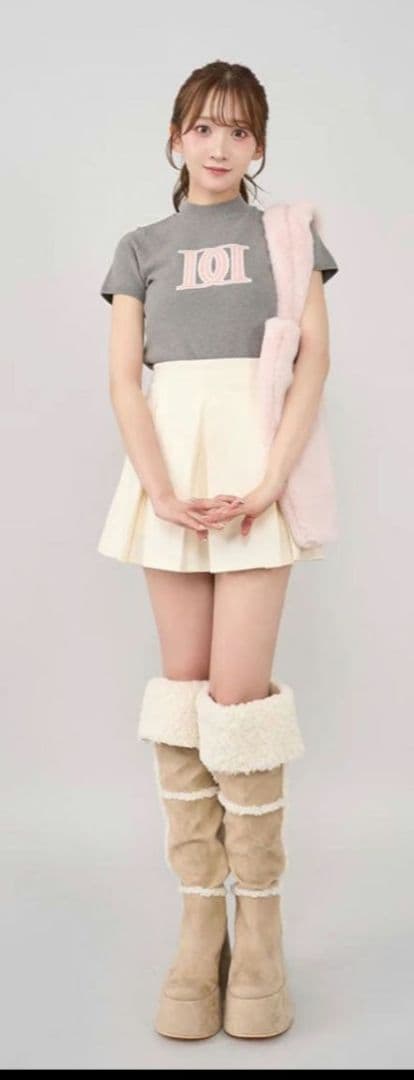 ダーリッチ フェイクムートンニーハイブーツ M アイボリー