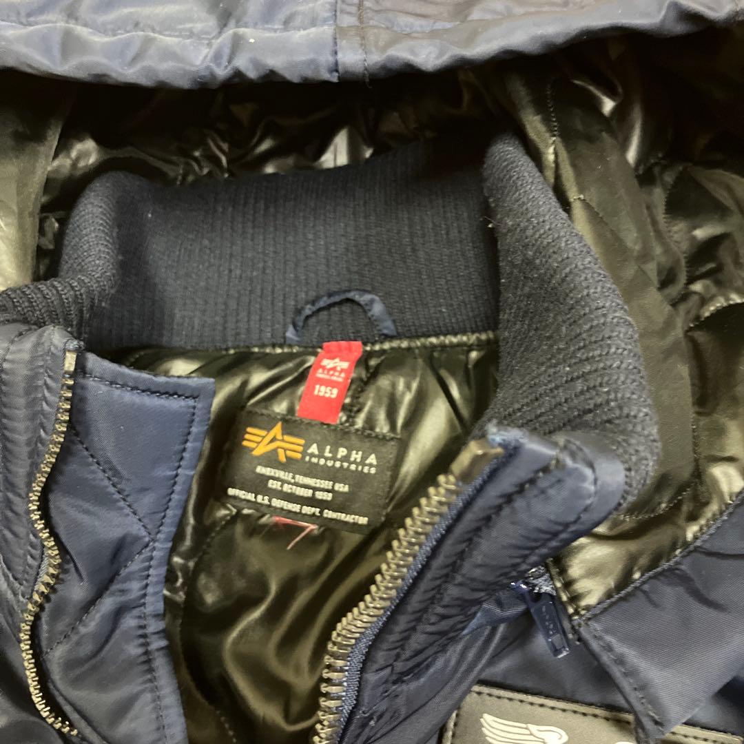 alpha フーデッドリブジャケット　ネイビー　2L