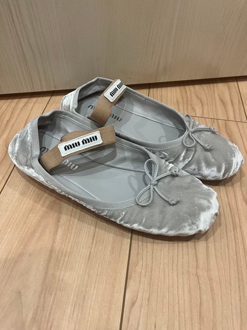 【MIU MIU】ミュウミュウ サテン・ベルベット バレーシューズ