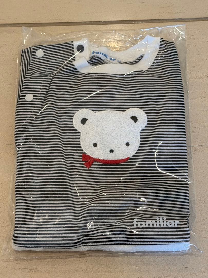 【新品未使用】familiar ストライプ 袖付ロンパス150108サイズ80