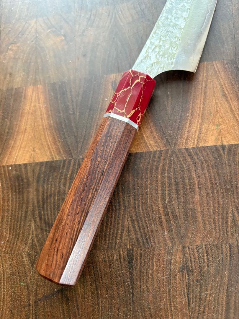 黒崎優　閃光　鋭　切付　ペティナイフ 150mm レッドターコイズ