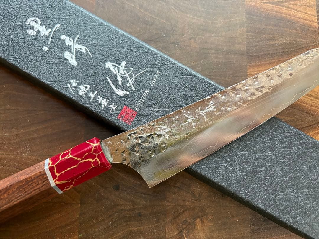 黒崎優　閃光　鋭　切付　ペティナイフ 150mm レッドターコイズ