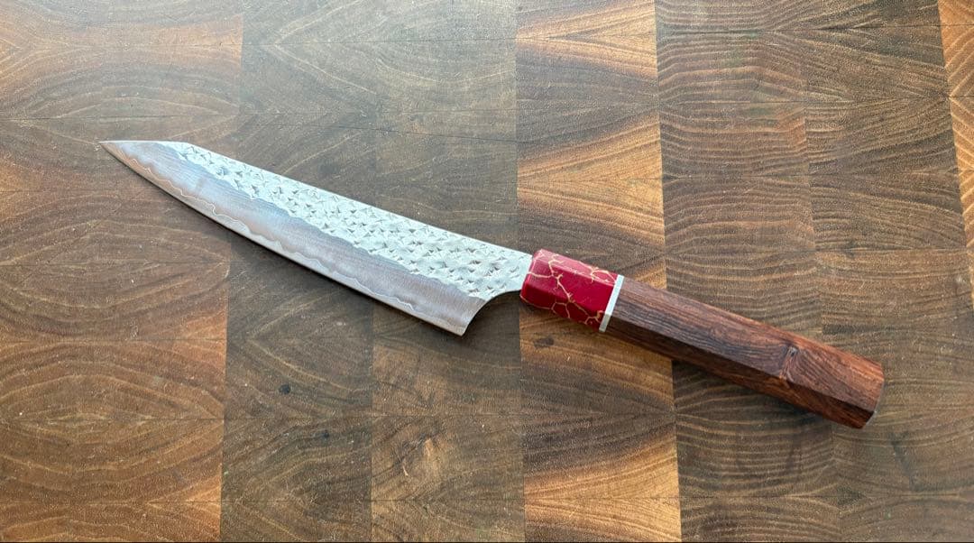 黒崎優　閃光　鋭　切付　ペティナイフ 150mm レッドターコイズ