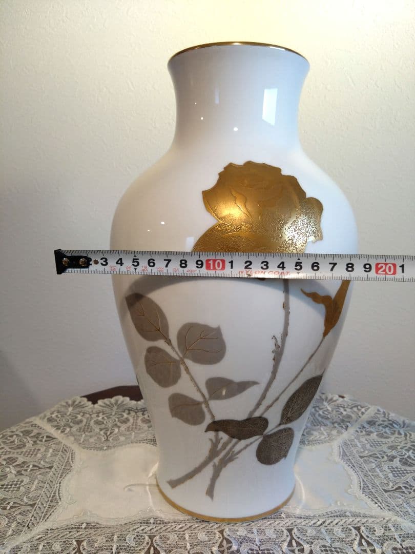 大倉陶園 金蝕バラ 花器 約36cm