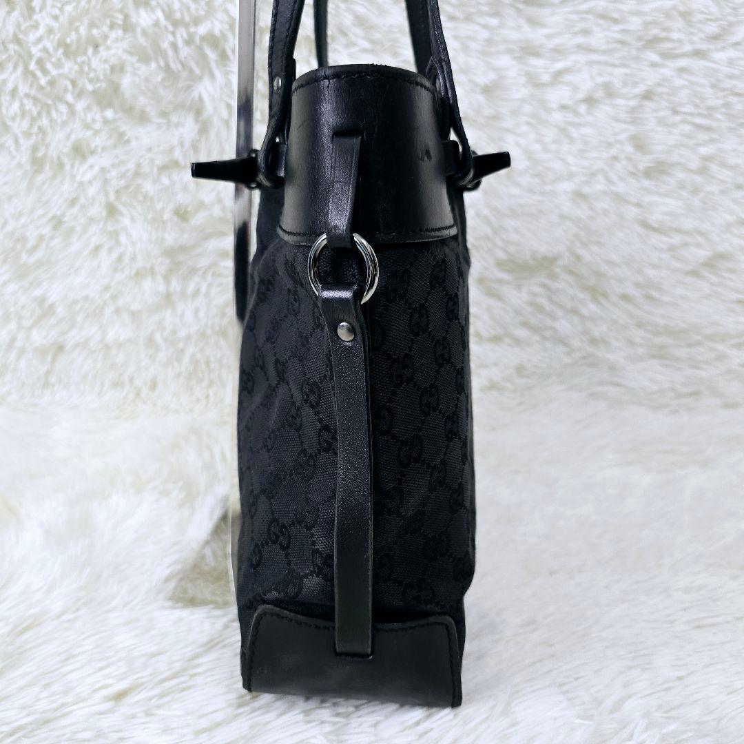 GUCCI　GG柄　ブラック　トートバッグ ビジネスバッグ キャンバス レザー