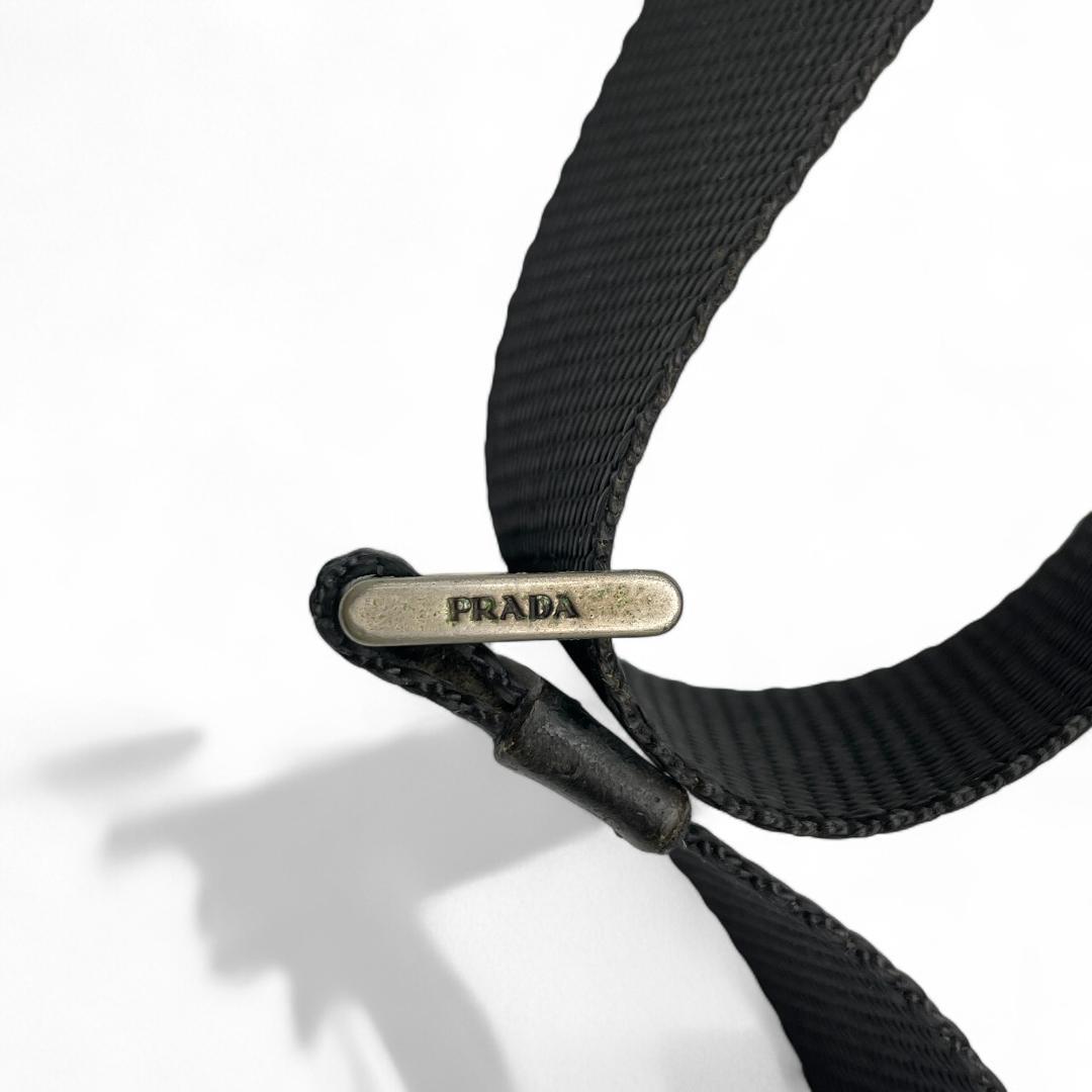 良品 PRADA ショルダーバッグ ナイロン ブラック 三角ロゴ