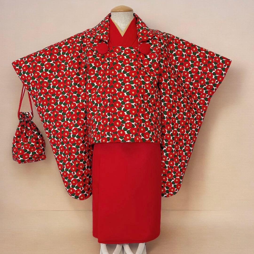 ［つばき］3歳 七五三 ꕤ 袖付被布着物4点セット