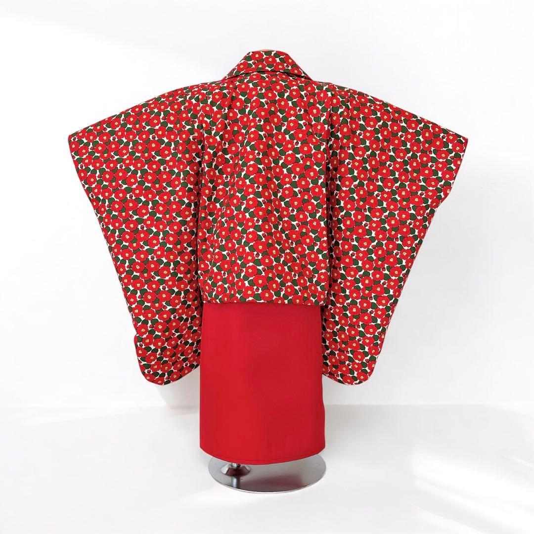 ［つばき］3歳 七五三 ꕤ 袖付被布着物4点セット