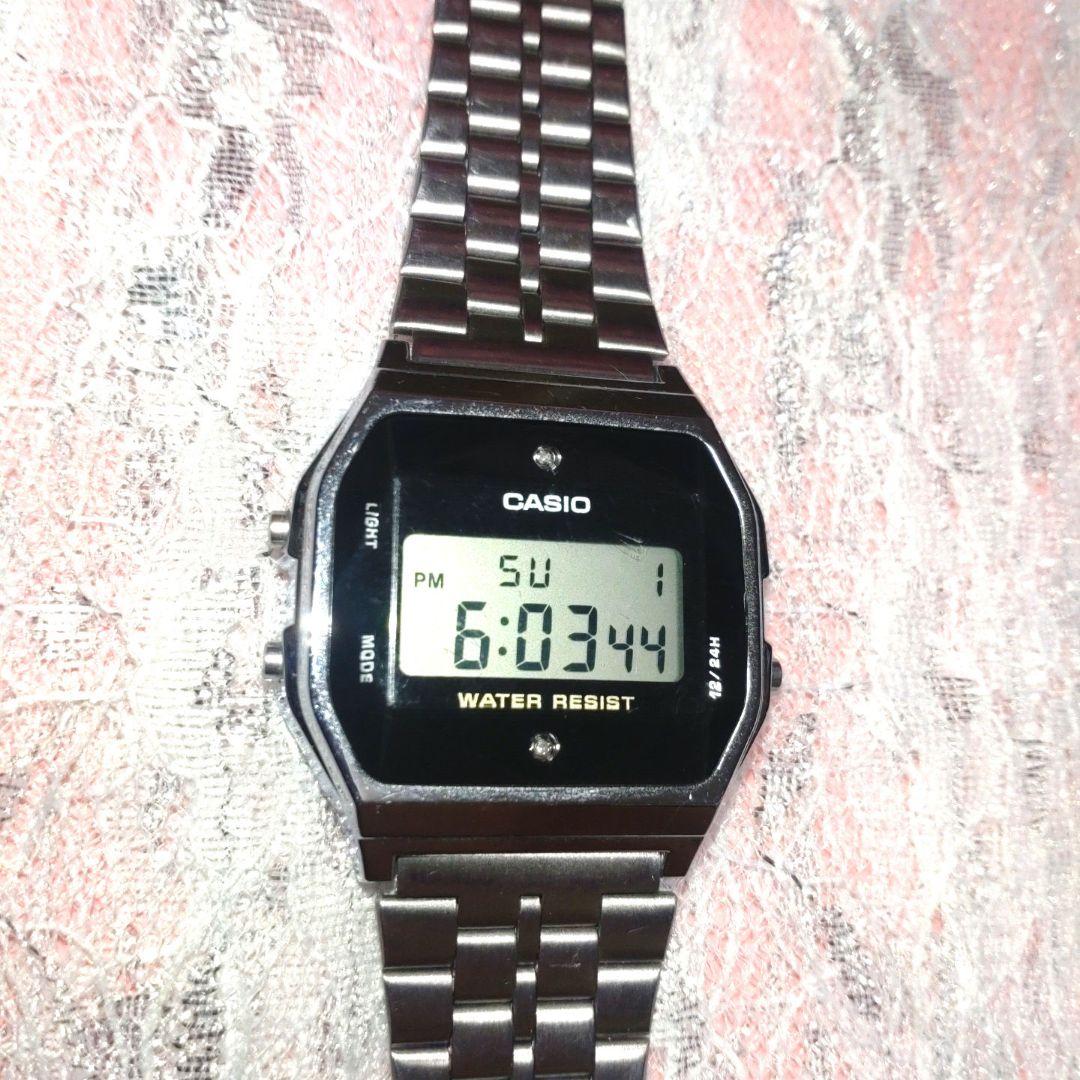 ✨美品✨CASIO✨チープカシオ A159W　天然ダイヤ付きメンズ腕時計