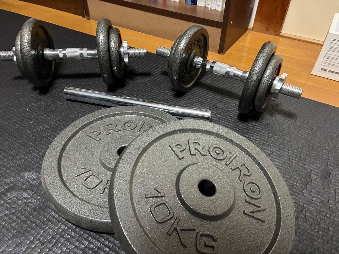 PROIRON 可変式ダンベル バーベル兼用 セット プレート計40kg相当