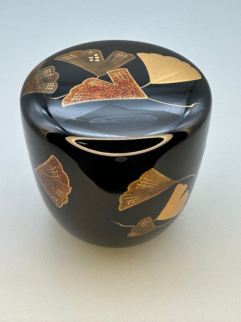 茶道具　棗　東恒博　銀杏蒔絵棗