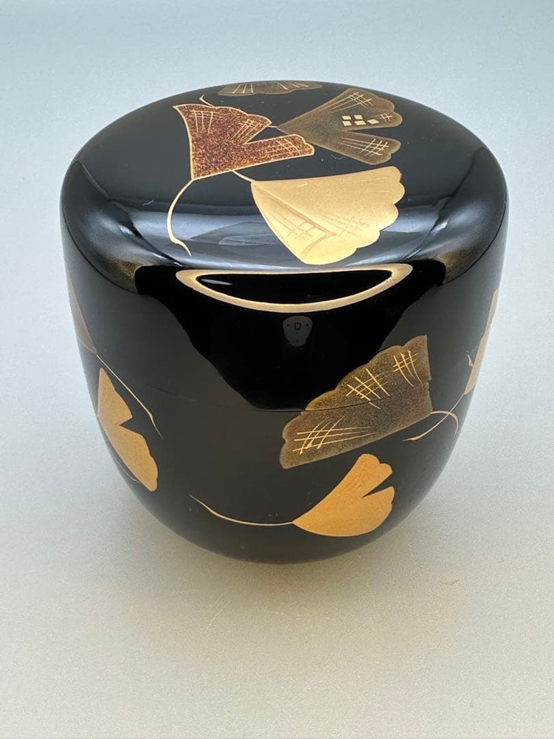 茶道具　棗　東恒博　銀杏蒔絵棗