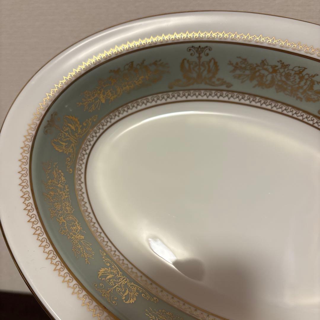 ウェッジウッド　コロンビア　セージグリーン　オーバルディッシュ　サラダボウル　L