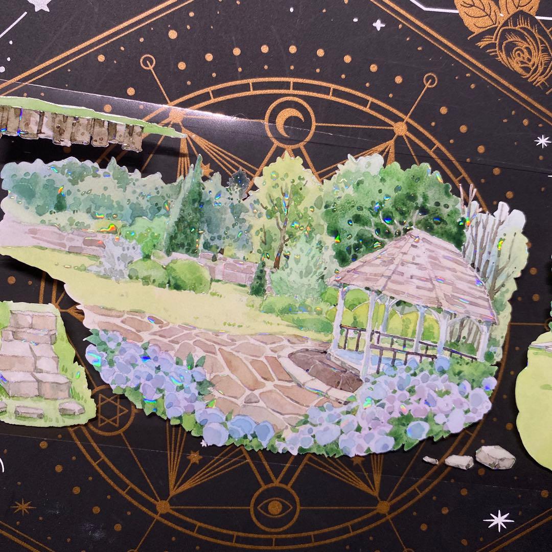 【9159】海外　中古巻貝殻光マスキングテープ　小屋　ガーデン　生活　背景装飾系