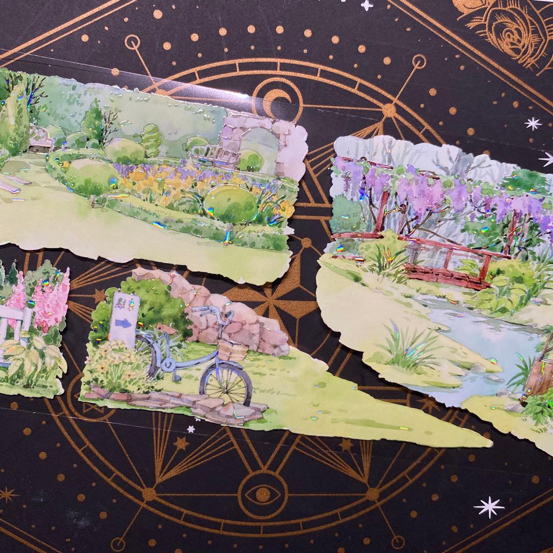 【9159】海外　中古巻貝殻光マスキングテープ　小屋　ガーデン　生活　背景装飾系