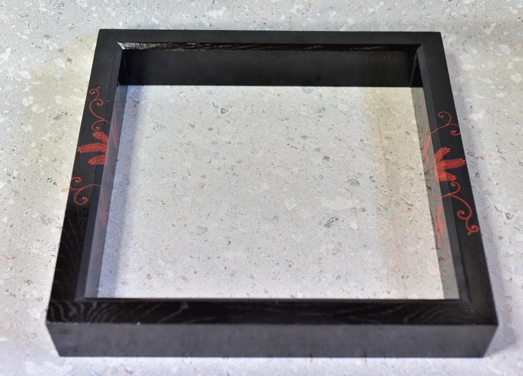 真塗蒔絵炉縁，柿合わせ炉縁2個セット　囲炉裏、共箱