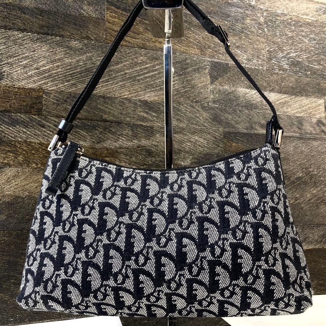 極美品 クリスチャンディオール アクセサリーポーチ トロッター ネイビー 肩掛け