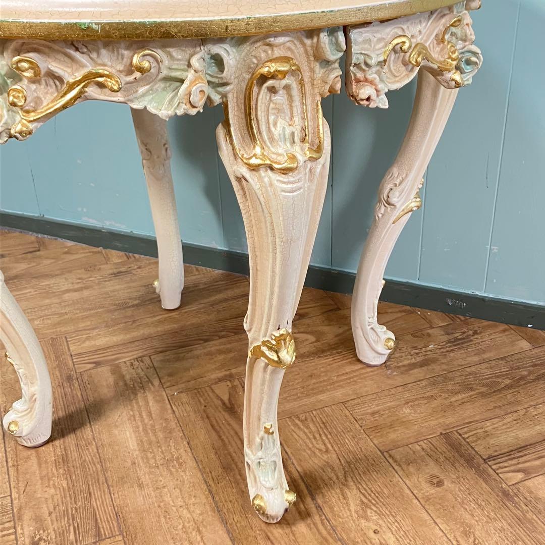 ロココ調　アンティーク　ローテーブル　ティーテーブル　猫足　洋風