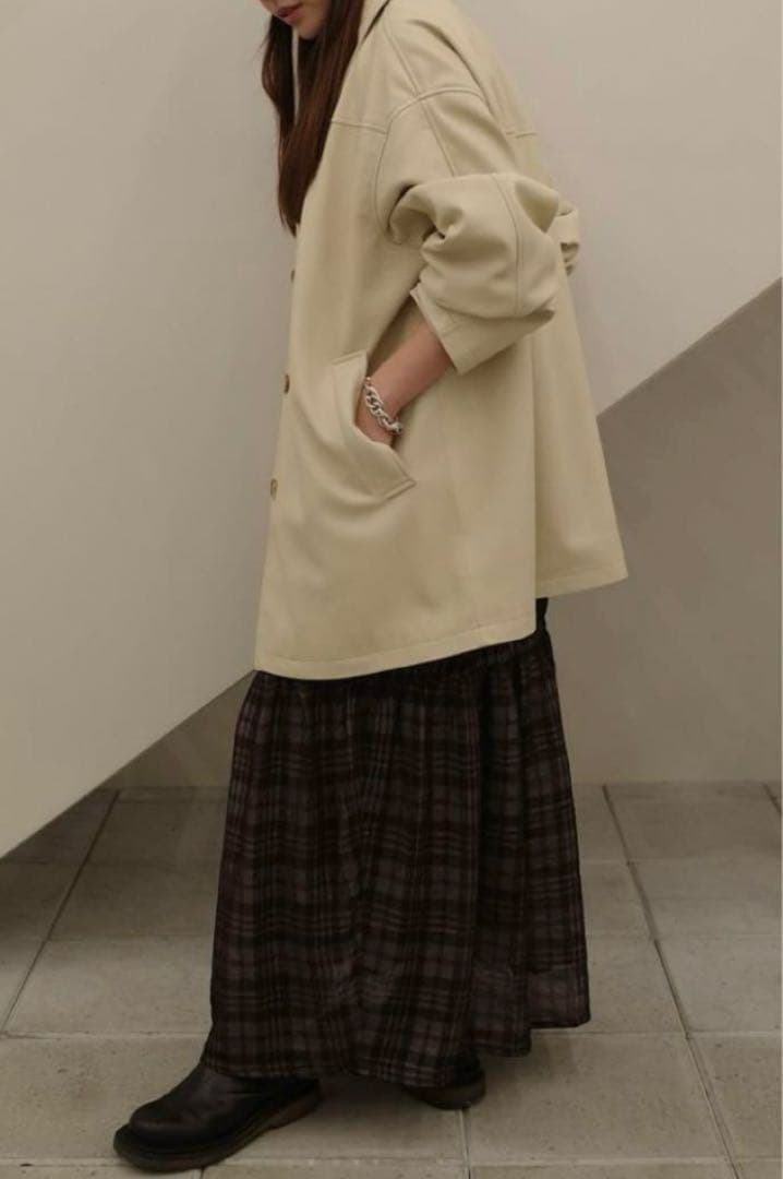 anuke アンヌーク エコレザーオーバージャケット 38 クリーム