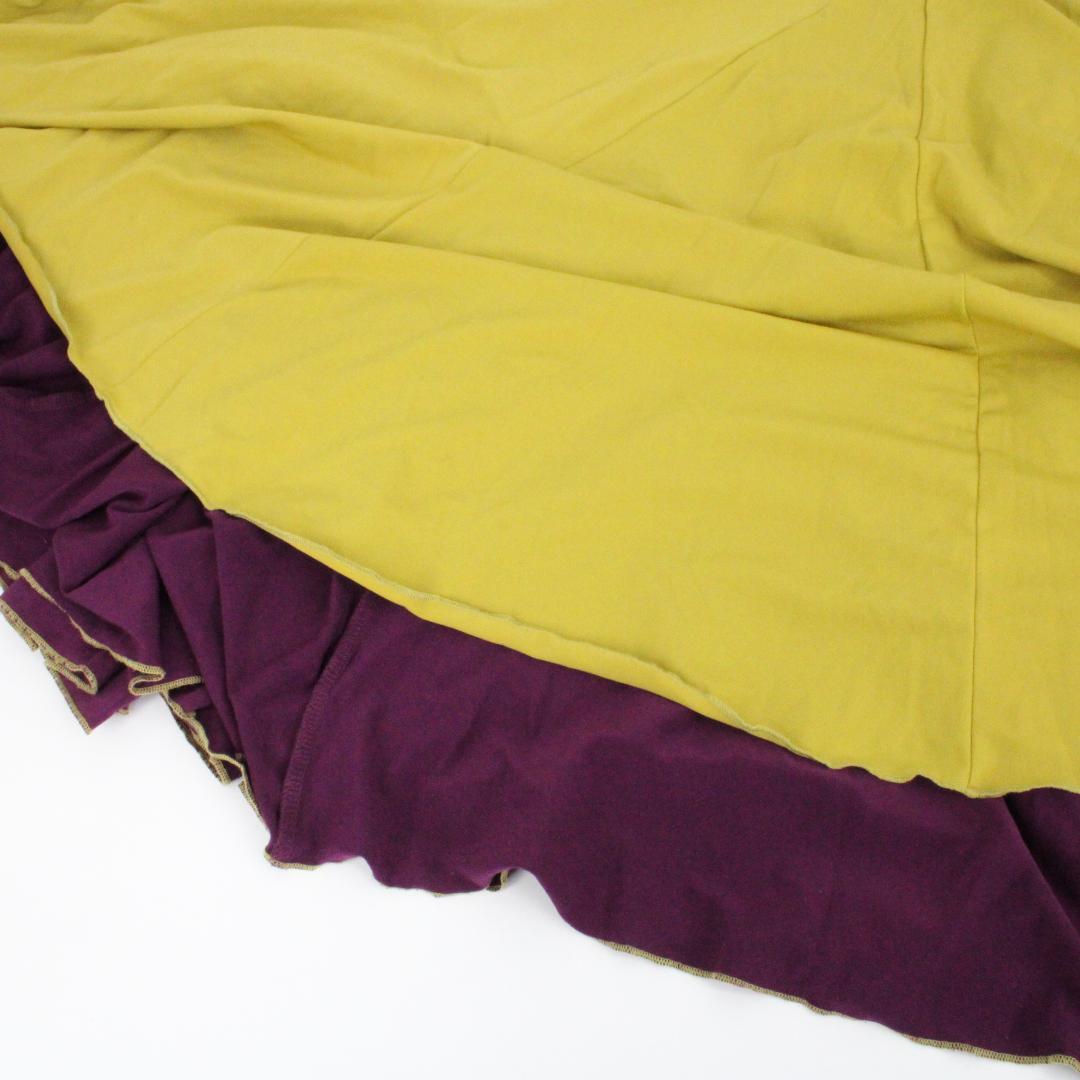 【美品 フラメンコ衣装】山吹色×パープル ドレス 大きく広がる裾 ワンピース