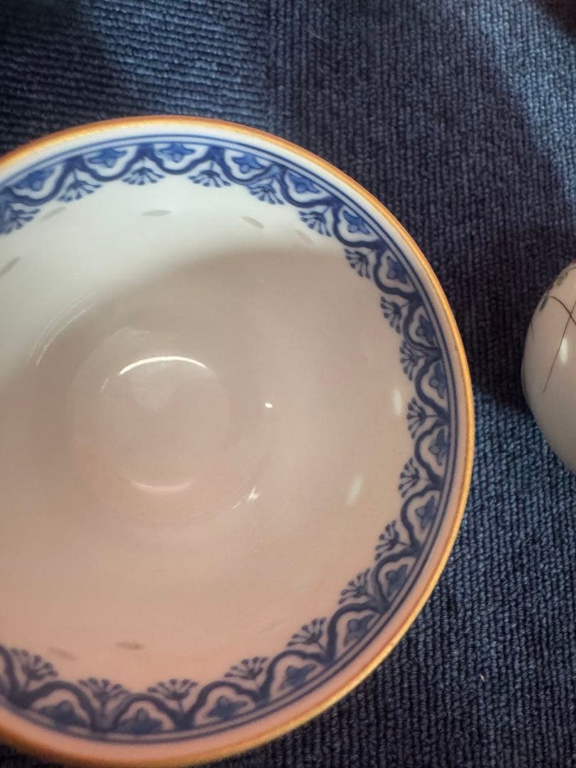 1809  其泉　蛍草花文　湯呑　5客　金彩　未使用