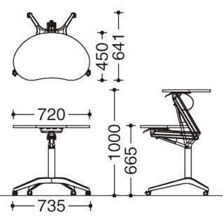 【極美品】オカムラ　昇降テーブル　手動昇降デスク　ライズフィットⅢ　そら豆形