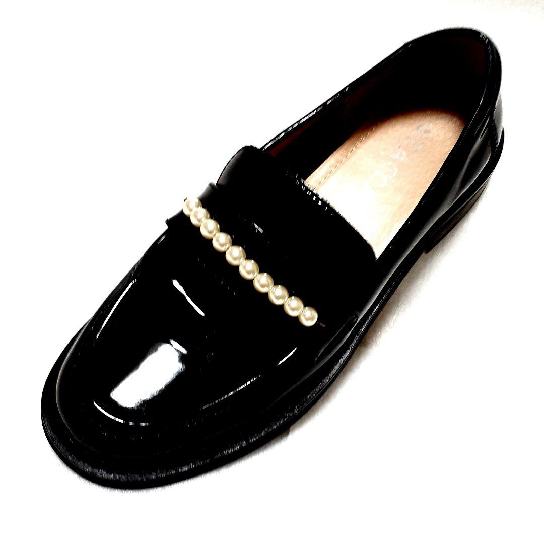 専用限定⭐STACCATO✫パール☆ビジュー 本革 エナメル ローファー 23