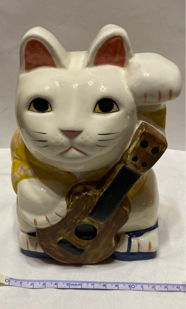 レア‼︎ Hawaii ハワイ　陶器製 ウクレレ招き猫　ラッキーキャット