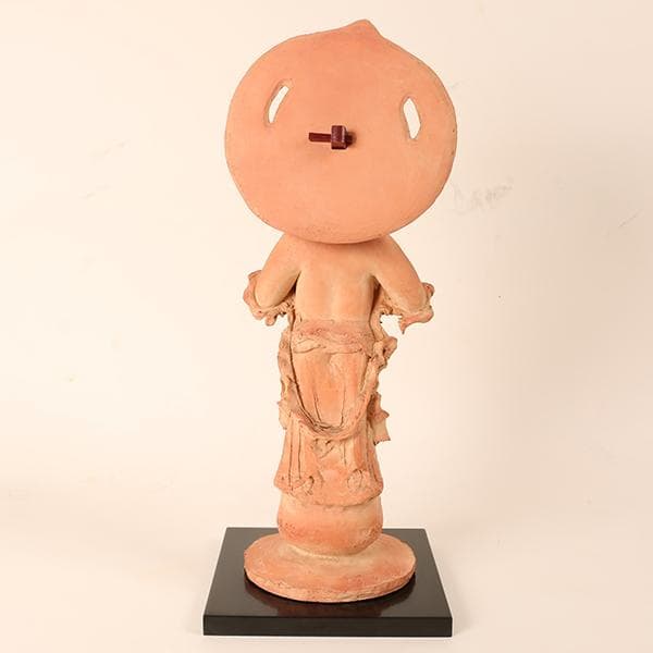 【長橋阿久於　造】　童不動尊　仏師　【陶器置物】