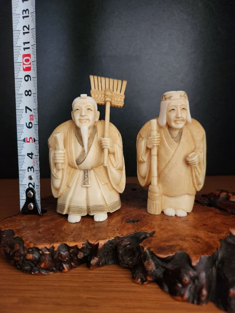 高砂人形　老夫婦像　彫刻　置物　マンモス　光月