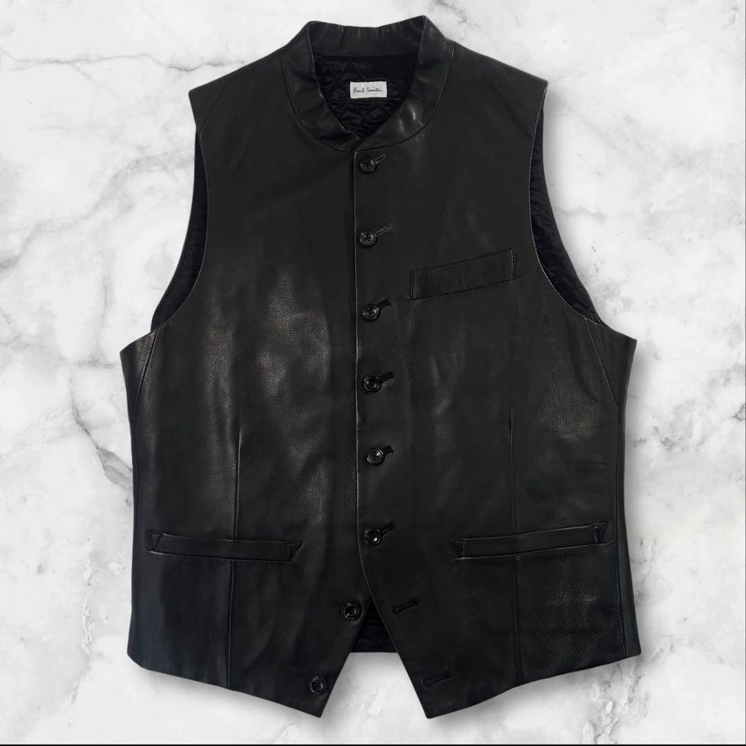 定価5.6万 極美品 Paul Smith 中綿入りレザーベスト ジレ サイズM