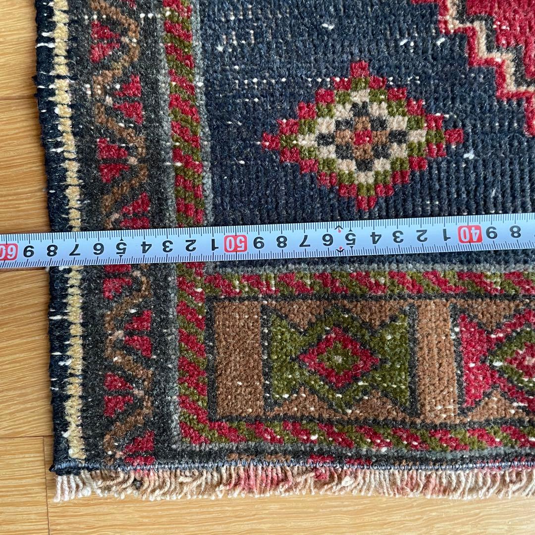 85×58㎝◇トルコヴィンテージラグ　レッド　ブルー　幾何学模様613