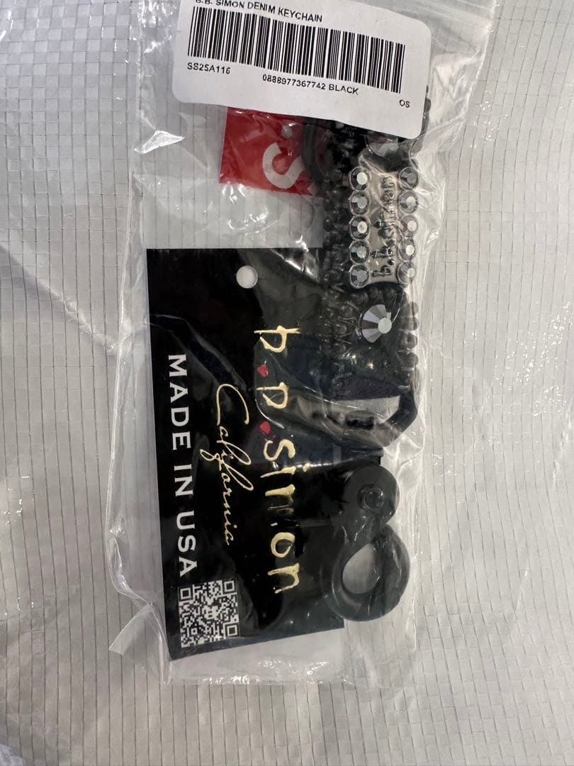 小物 supreme b.b simon denim keychain black