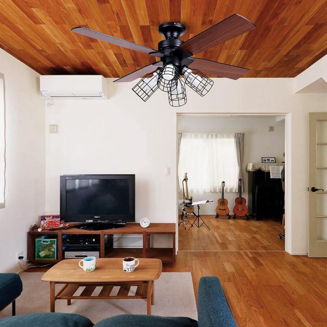 A195 シーリングファンライト 4灯 リモコン式 ファン 省エネ