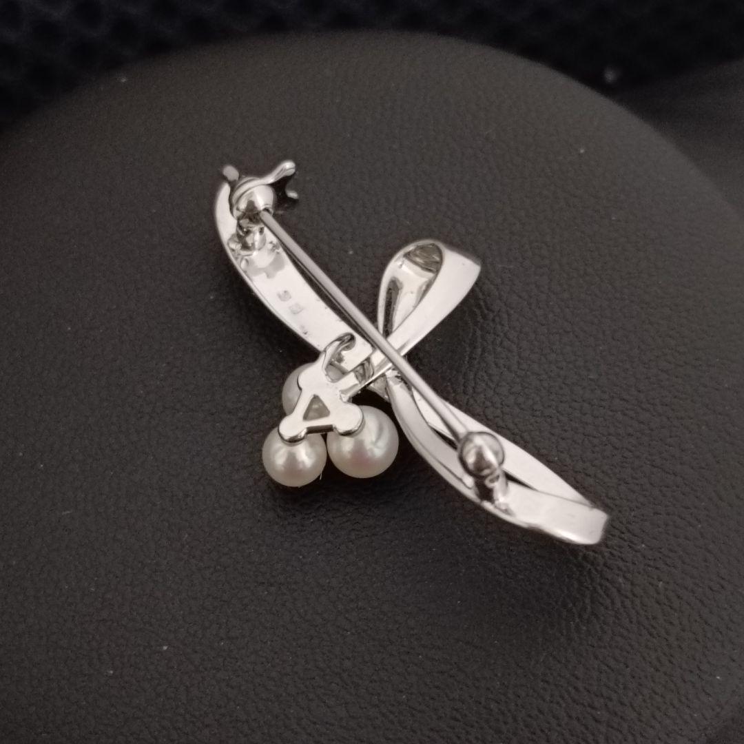ミキモト MIKIMOTO ブローチ 3粒 ベビーパール シルバー