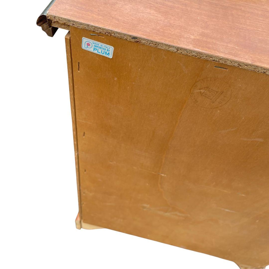 イタリア家具　電話台　3段チェスト　象嵌　アンティーク　花台　FAX台　北欧