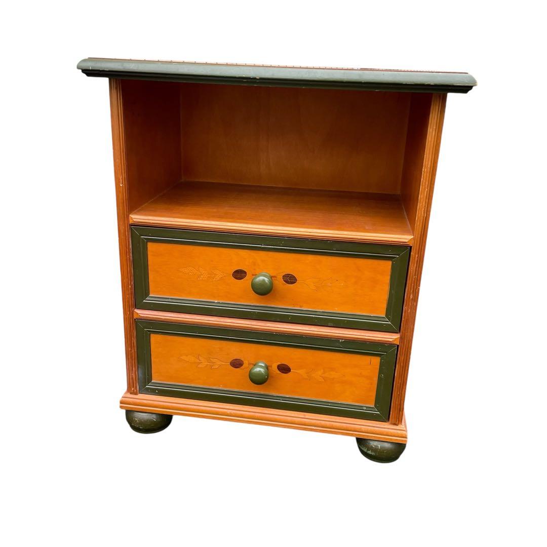 イタリア家具　電話台　3段チェスト　象嵌　アンティーク　花台　FAX台　北欧