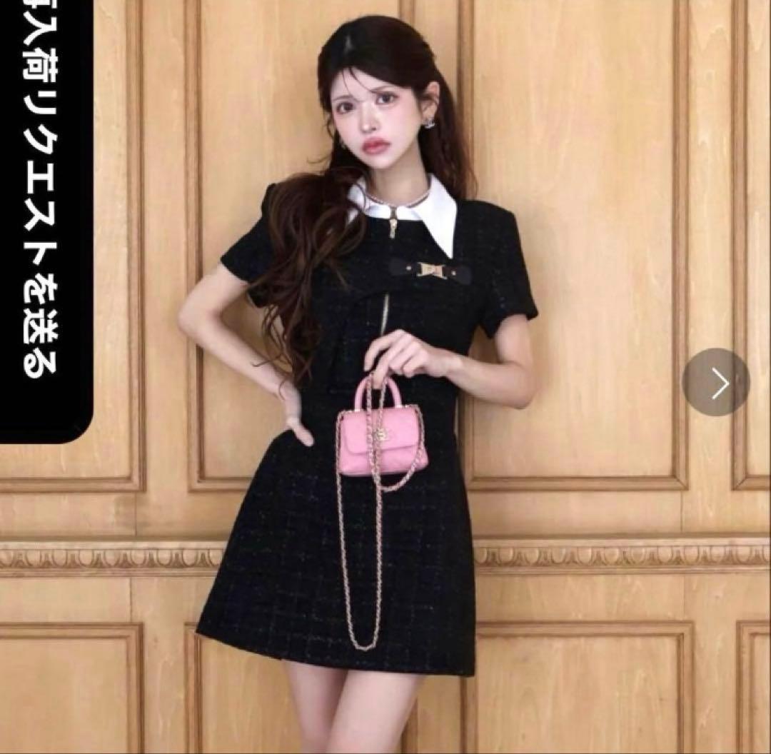 プ*。様 新品 Randy 襟付きツイードワンピース ドレス Mサイズ