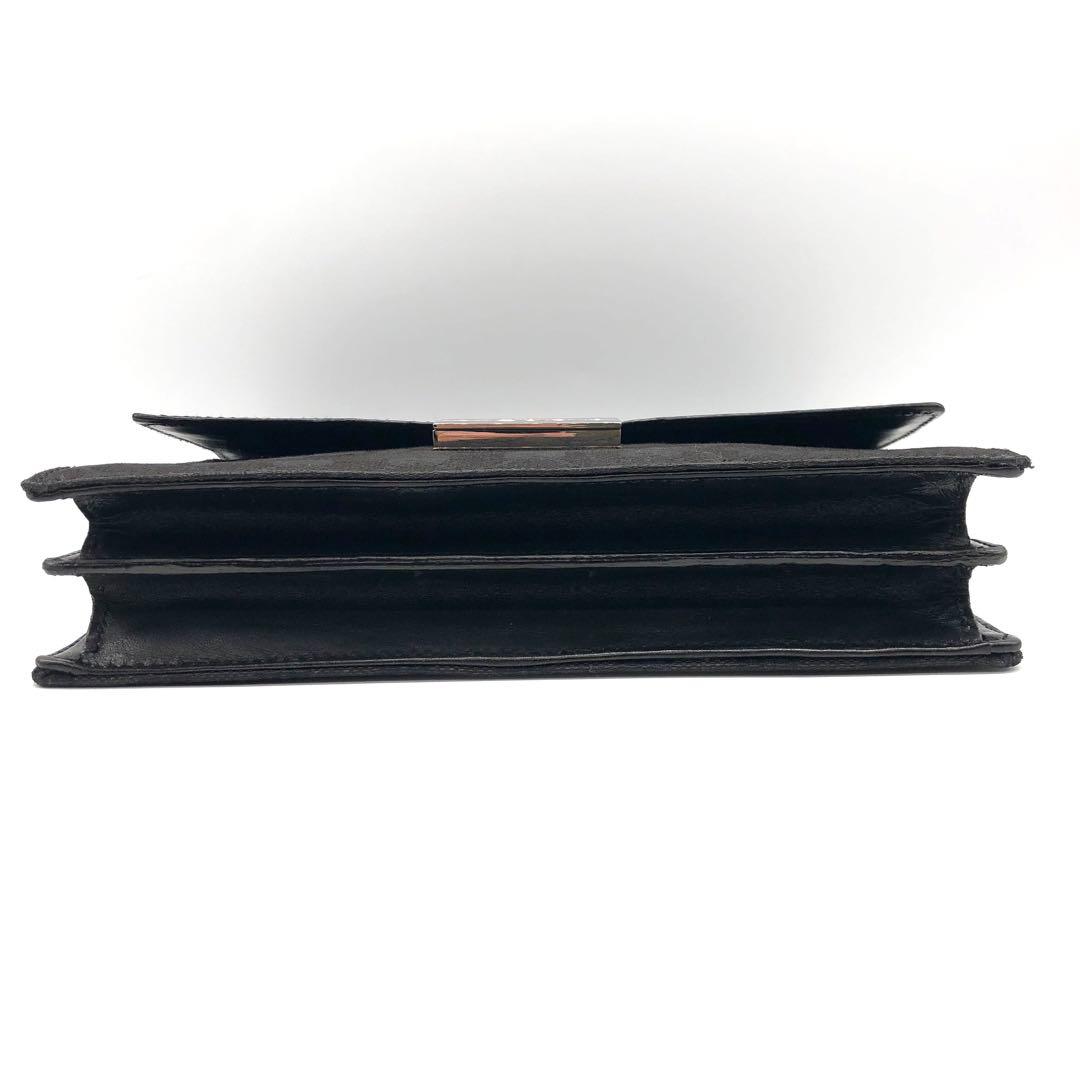 【美品】GUCCI クラッチバッグ レザー GGキャンバス 持ち手あり ブラック