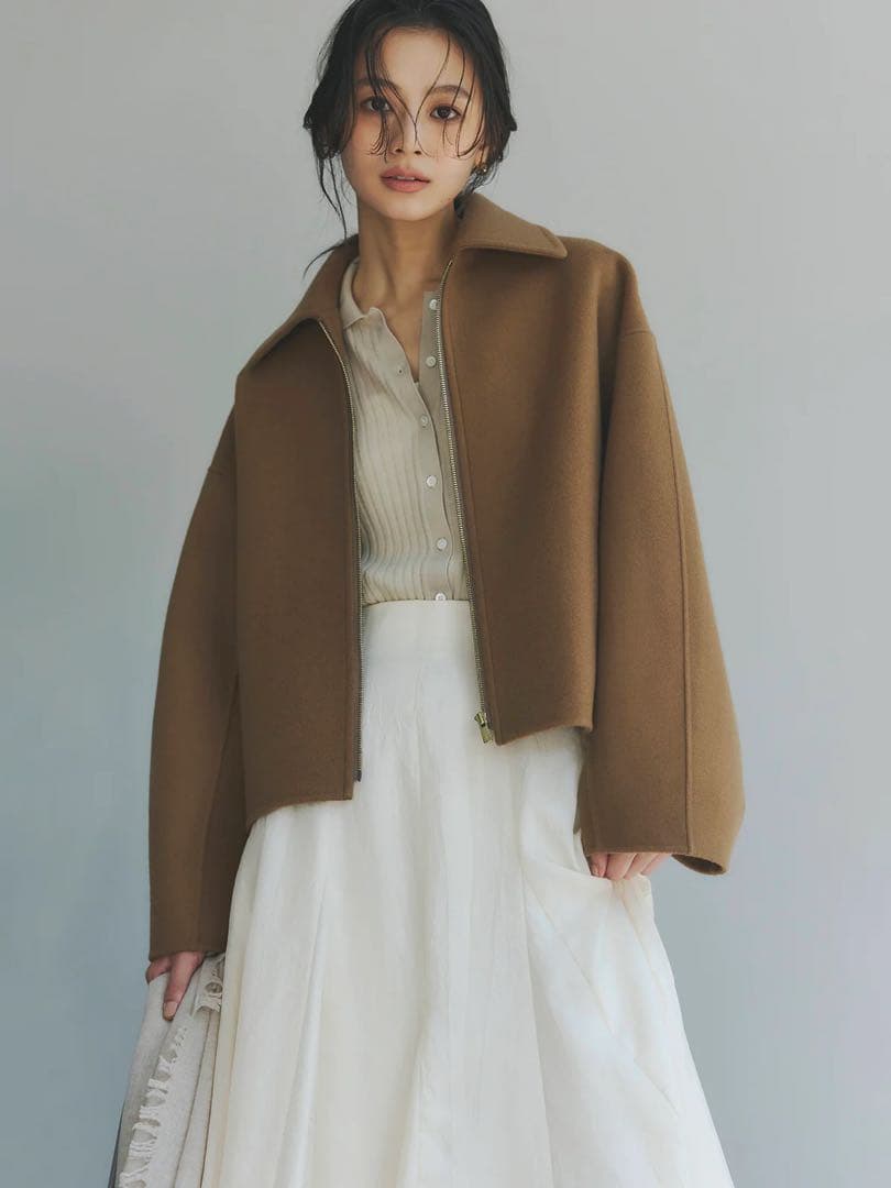 最終値下げ anuans リバーウールショートコート キャメル