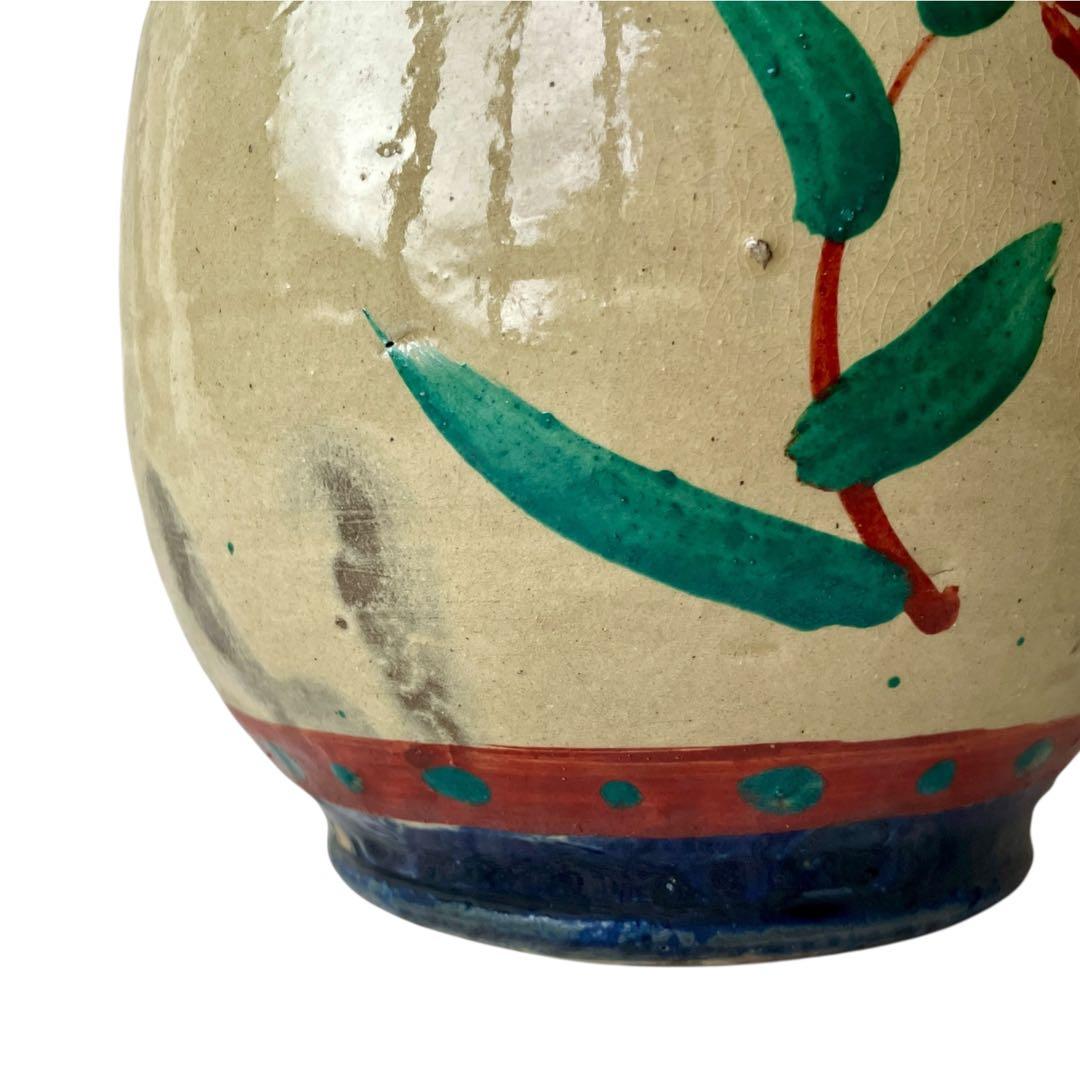 【希少】小橋川仁王 赤絵 水指 共箱 茶道具 花瓶 民藝 陶器 壺屋焼 やちむん