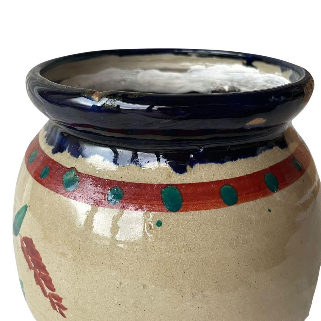 【希少】小橋川仁王 赤絵 水指 共箱 茶道具 花瓶 民藝 陶器 壺屋焼 やちむん