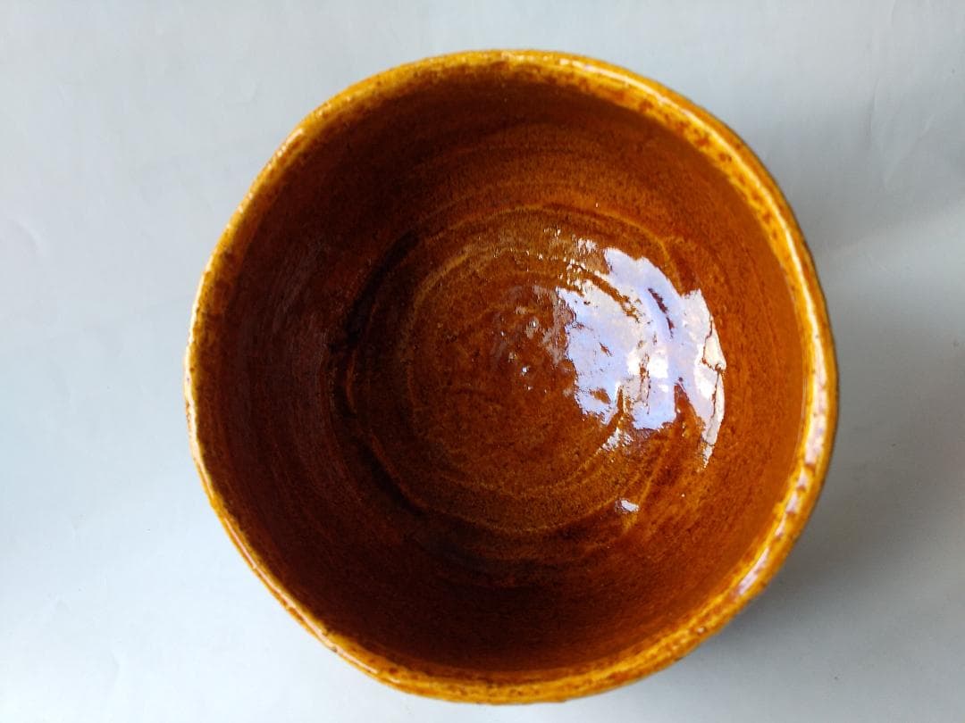 楽焼 飴釉 茶碗 木津喜楽 作 前大徳 細合喝堂 書付 銘『遠山』仕覆 新品